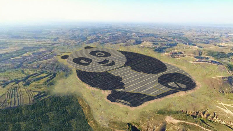 ساخت یک مزرعه خورشیدی به شکل پاندا در چین