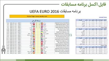 برنامه و صفحه نتایج مسابقات یورو 2016 در اکسل